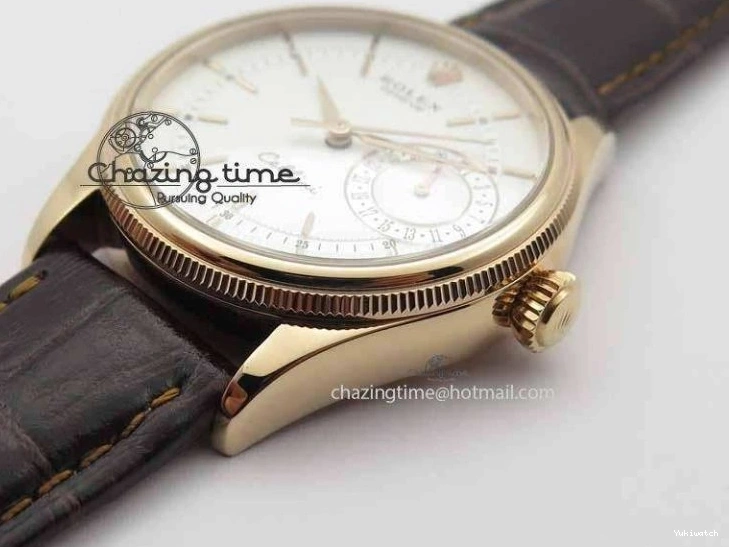 Dial White Stick Brown Best Leather A3165 Strap VF Date Cellini Edition Markers On RG 0910